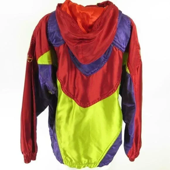 Vtg 90s Descente Ski Jacket 12 Red Purple Yellow